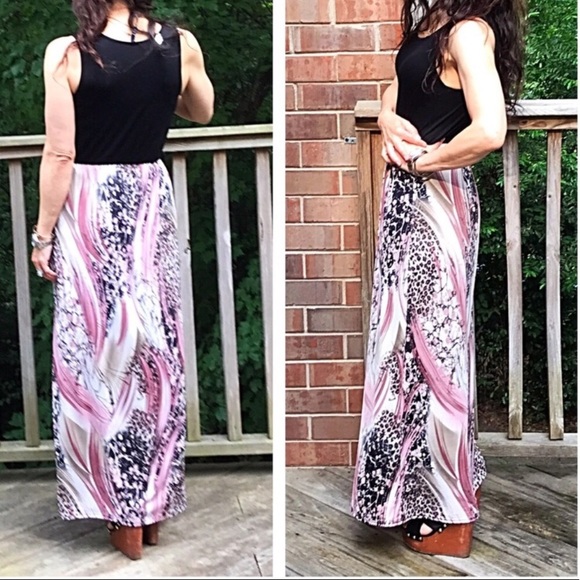 1LEFT2/$20CLOSET CLOSING Pink &Black Maxi Dress - Picture 3 of 3